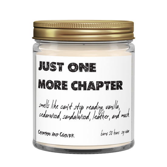 Just One More Chapter Vanilla Cedarwood Funny Candle-Candles-Crimson and Clover Studio