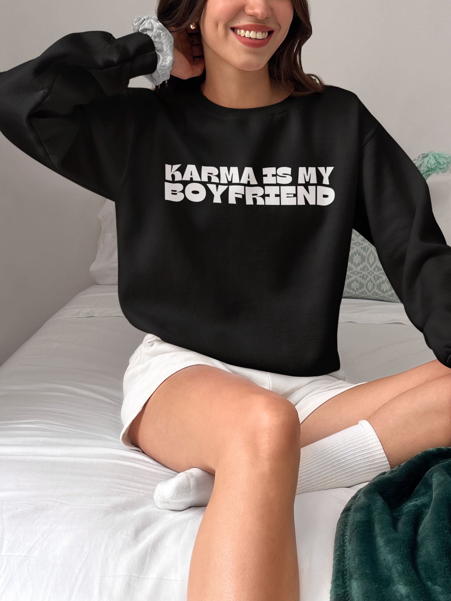 Karma is My Boyfriend Unisex Sweatshirt-Sweatshirt-Crimson and Clover Studio