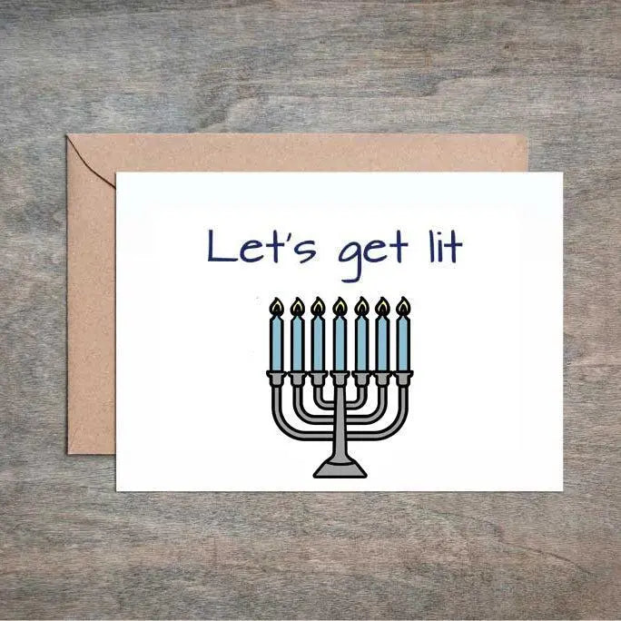 Let's Get Lit Funny Hanukkah Card