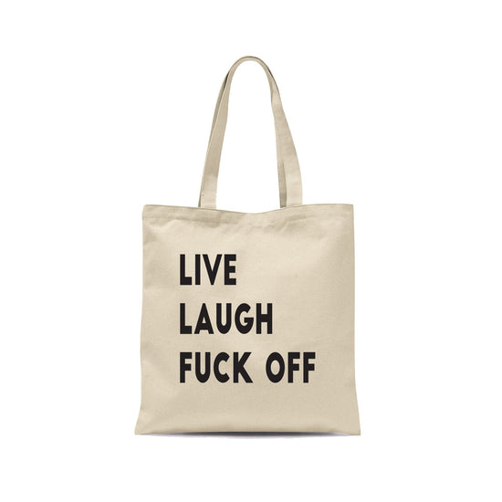 Load image into Gallery viewer, Live Laugh Fuck Off Funny Tote Bag-Totes-Crimson and Clover Studio
