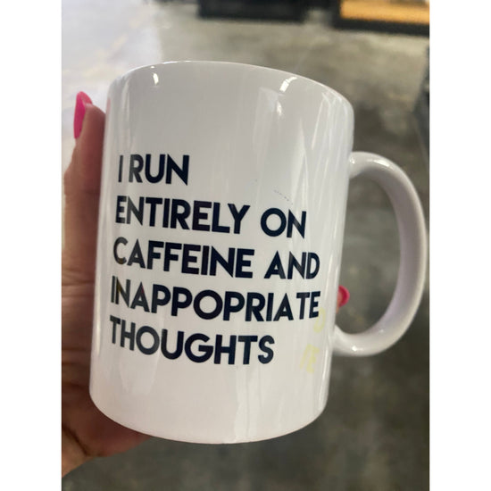 MISPRINT - Funny Mug Caffeine and Inappropriate Thoughts-Mugs-Crimson and Clover Studio