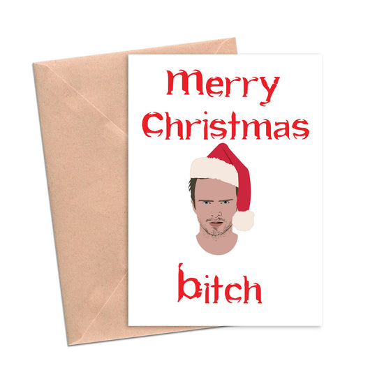 Merry Christmas Bitch Jesse Breaking Bad Funny Card-Holiday Cards-Crimson and Clover Studio