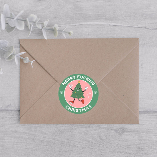 Merry Fucking Christmas Envelope Sticker-Crimson and Clover Studio