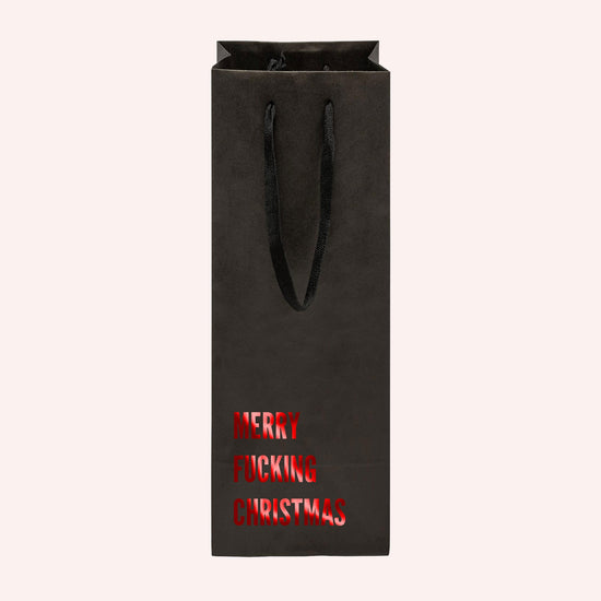 Merry Fucking Christmas Funny Wine Bag-wine bag-Crimson and Clover Studio