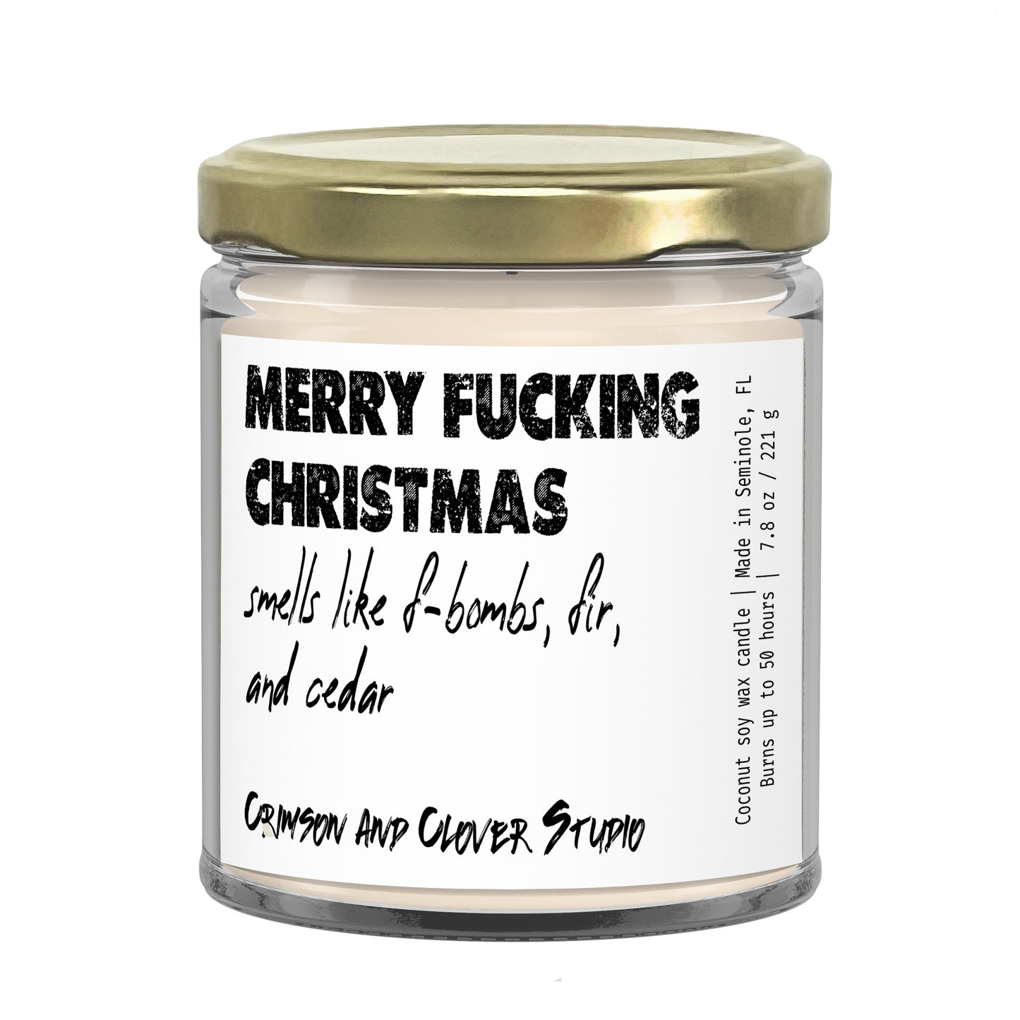 Merry Fucking Christmas Pine Funny Candle-Candles-Crimson and Clover Studio