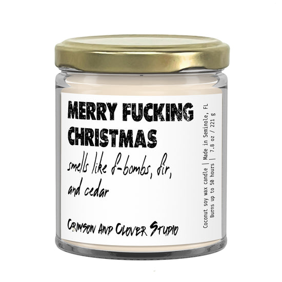 Merry Fucking Christmas Pine Funny Candle-Candles-Crimson and Clover Studio