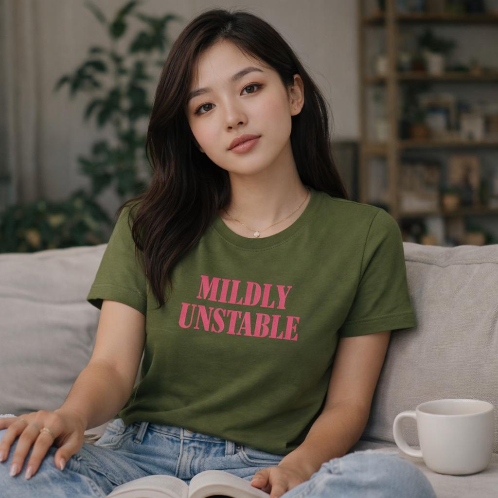 Mildly Unstable Unisex Eco-Friendly Shirt-tees-Crimson and Clover Studio