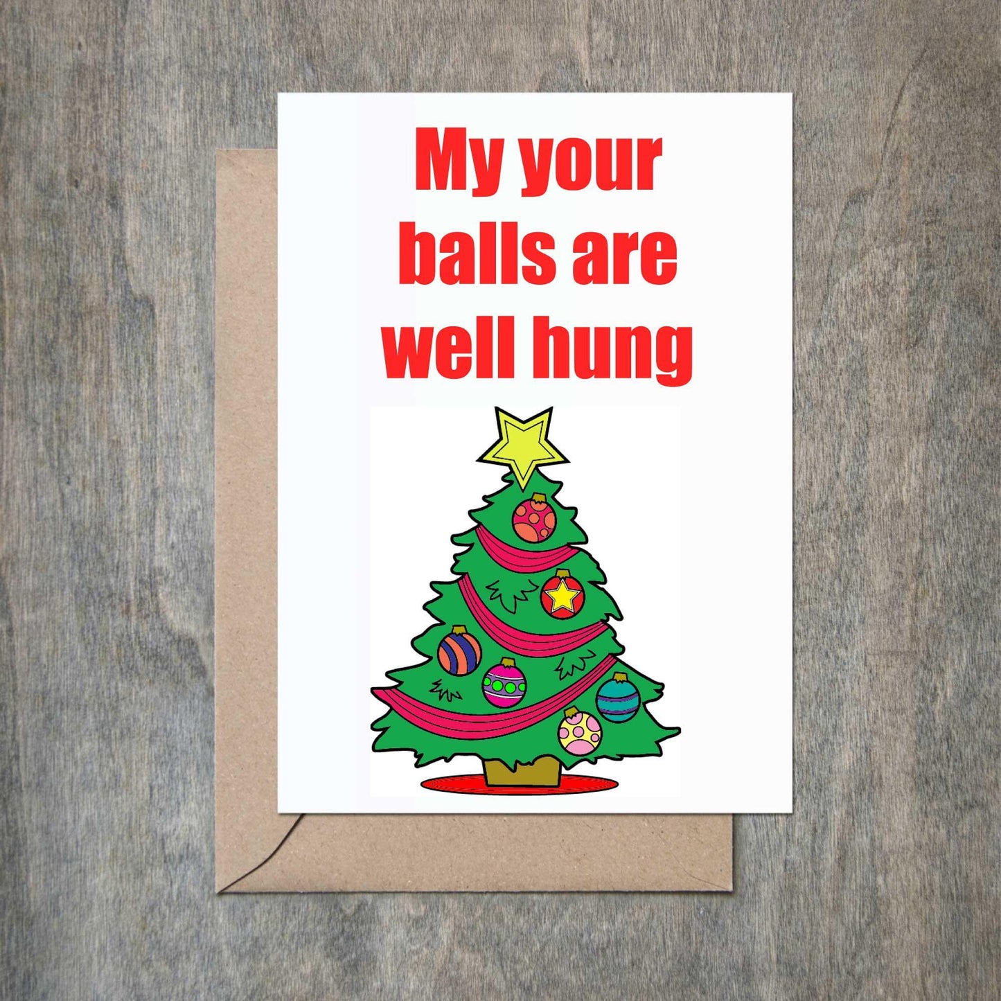 My Your Balls Are Well Hung Funny Christmas Card-Holiday Cards-Crimson and Clover Studio