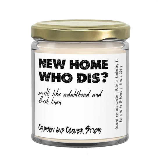 New Home Dis Funny Linen Housewarming Candle-Candles-Crimson and Clover Studio