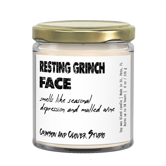 Resting Grinch Face Holiday Mulled Wine Candle-Candles-Crimson and Clover Studio