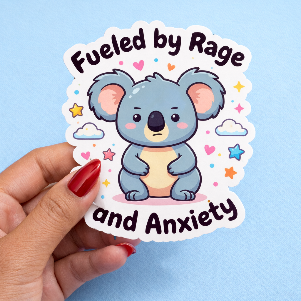 Fueled by Rage and Anxiety Funny Sticker