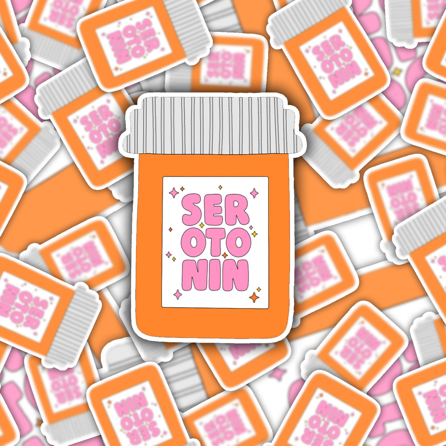 Serotonin Funny Sticker-sticker-Crimson and Clover Studio