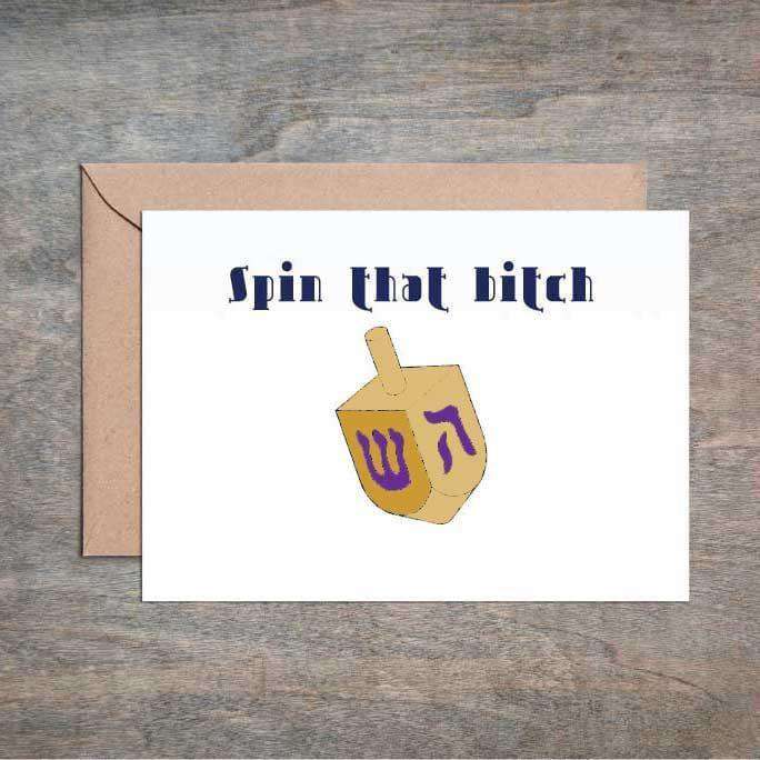 Spin that B Funny Hanukkah Card-Holiday Cards-Crimson and Clover Studio