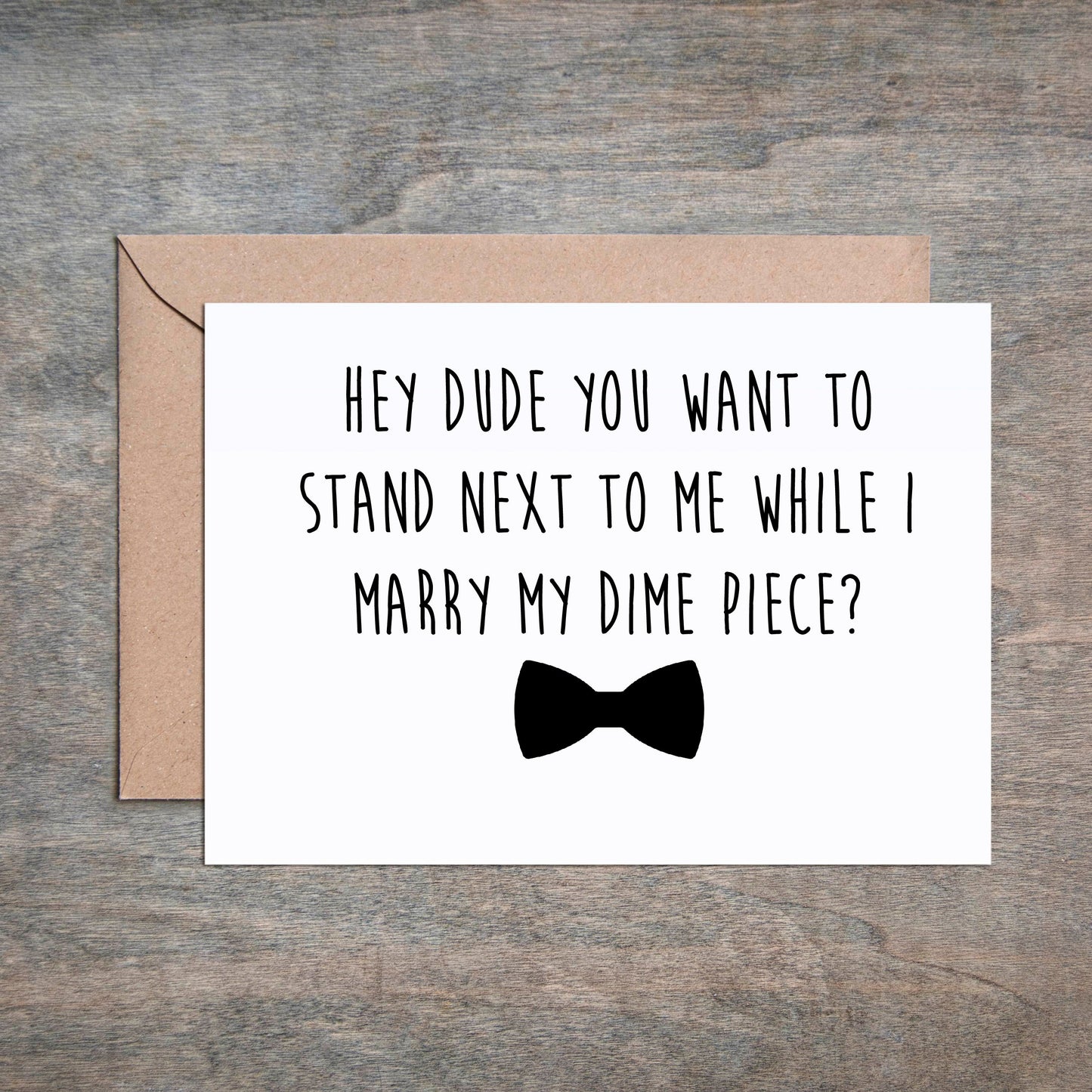Stand by Me While I Marry This Dime Piece Funny Card-Bridesmaid Groomsmen Cards-Crimson and Clover Studio