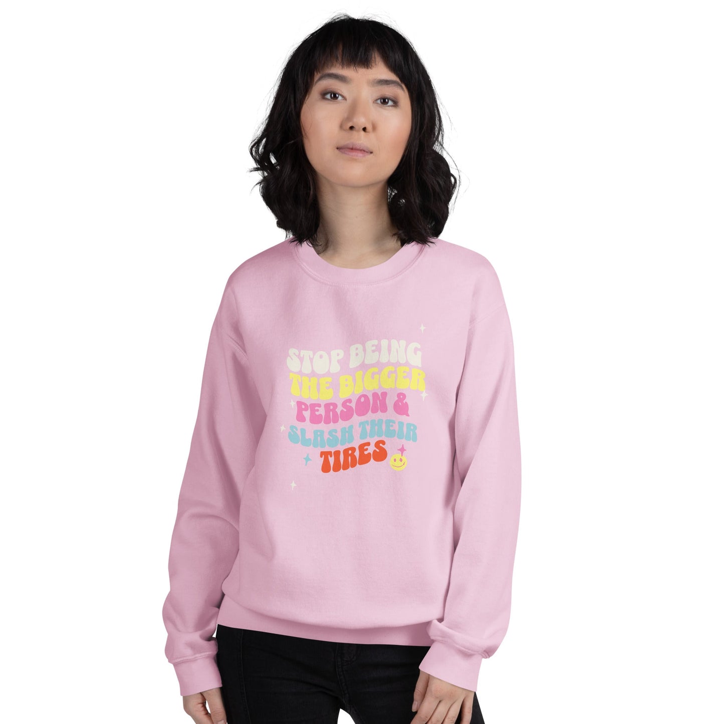 Load image into Gallery viewer, Stop Being the Bigger Person and Slash Their Tires Unisex Sweatshirt-Sweatshirt-Crimson and Clover Studio
