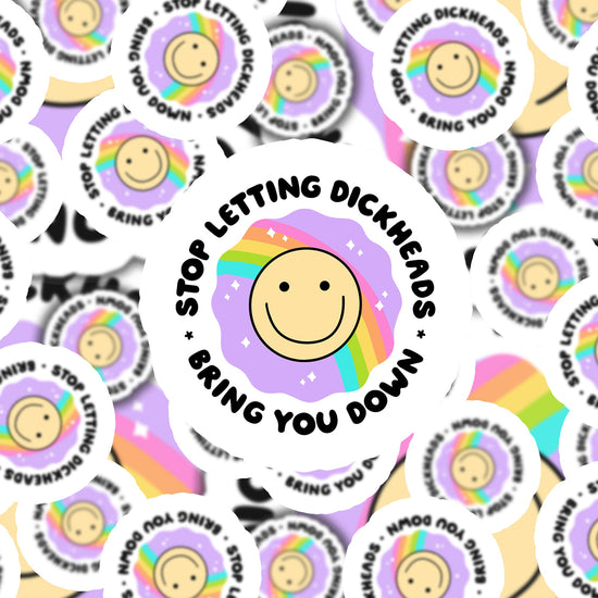 Load image into Gallery viewer, Stop Letting the Dickheads Getting You Down Funny Sticker-sticker-Crimson and Clover Studio
