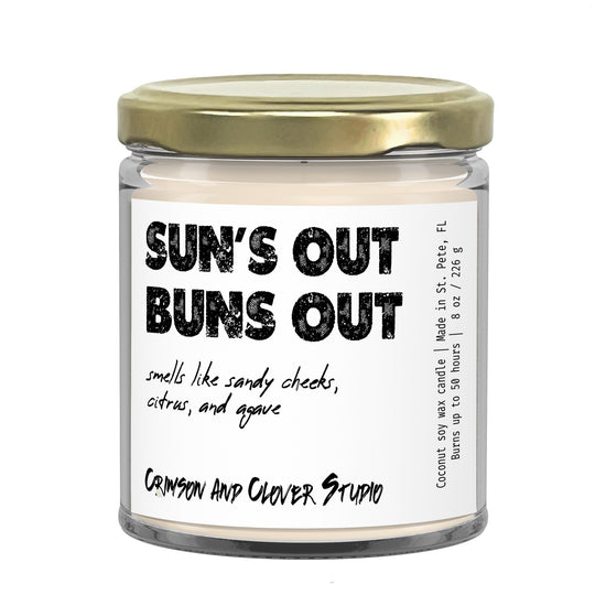 Sun's Out Buns Out Funny Candle-Candles-Crimson and Clover Studio