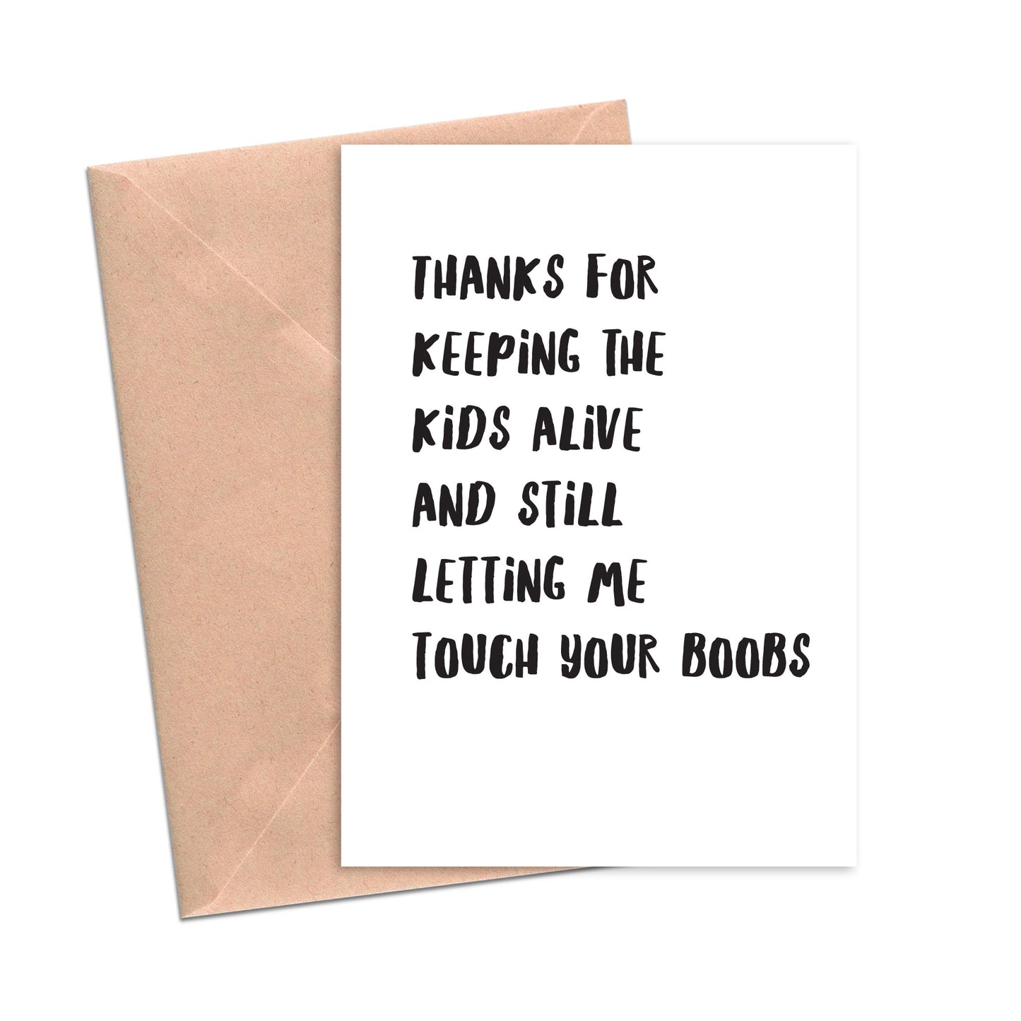 Thanks for Keeping the Kids Alive and Still Letting Me Touch Your Boobs Funny Mother's Day Card-Mom and Dad-Crimson and Clover Studio