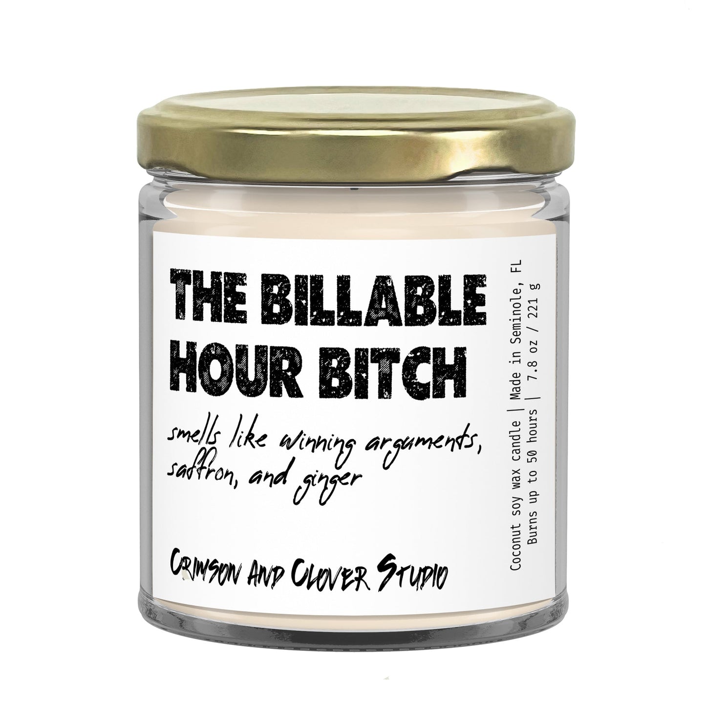 The Billable Hour Bitch Red Ginger and Saffron Funny Soy Candle-Candles-Crimson and Clover Studio