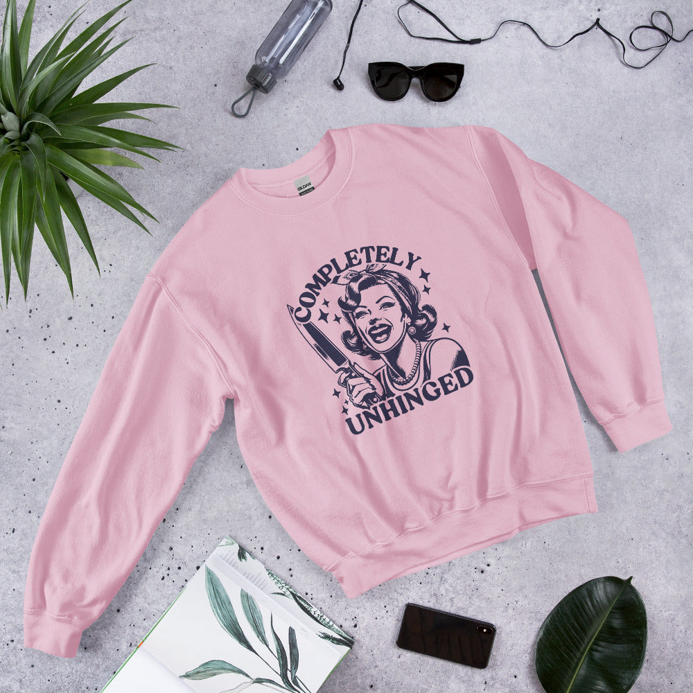 Unhinged Funny Sweatshirt-sweatshirt-Crimson and Clover Studio