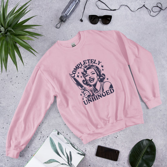 Unhinged Funny Sweatshirt-sweatshirt-Crimson and Clover Studio
