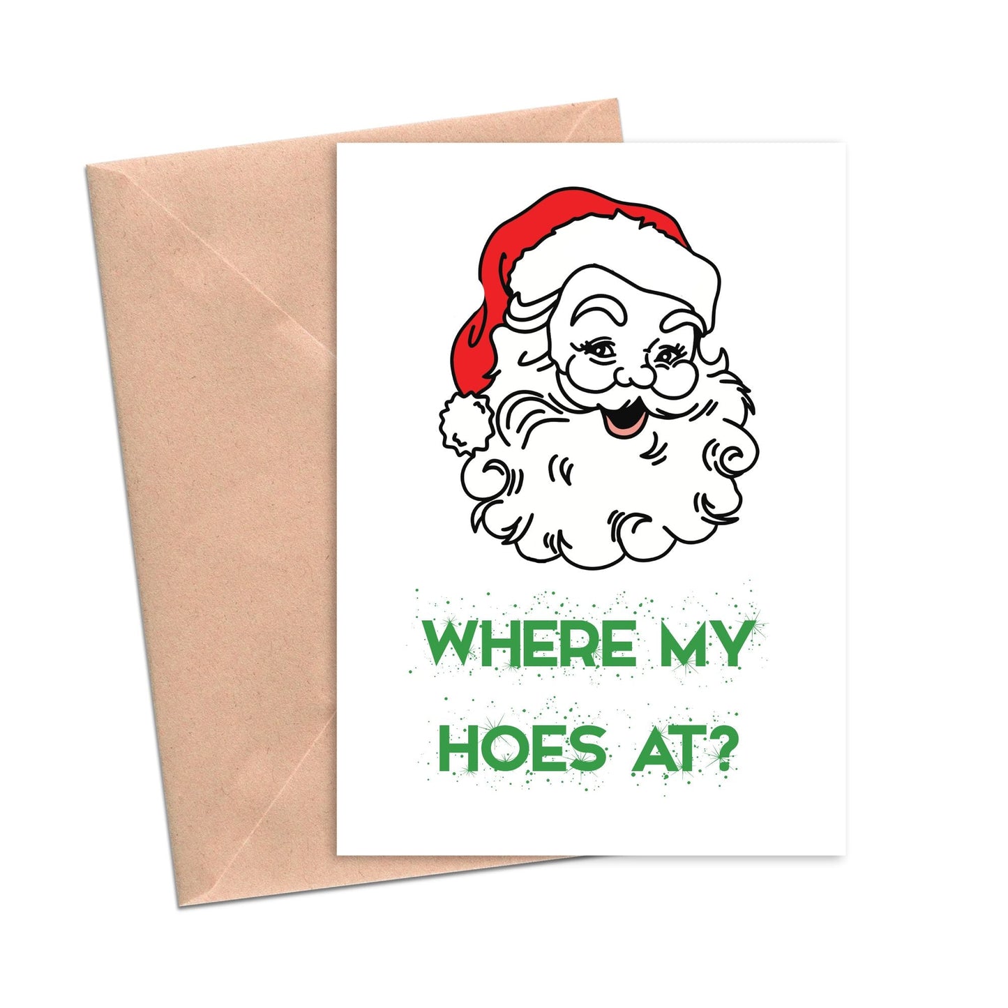 Where My Hoes At Funny Christmas Card-Holiday Cards-Crimson and Clover Studio