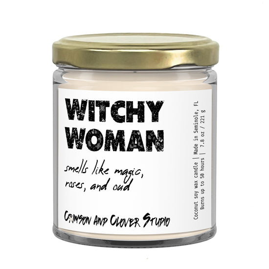 Witchy Woman Rose and Oud Funny Soy Candle-Candles-Crimson and Clover Studio