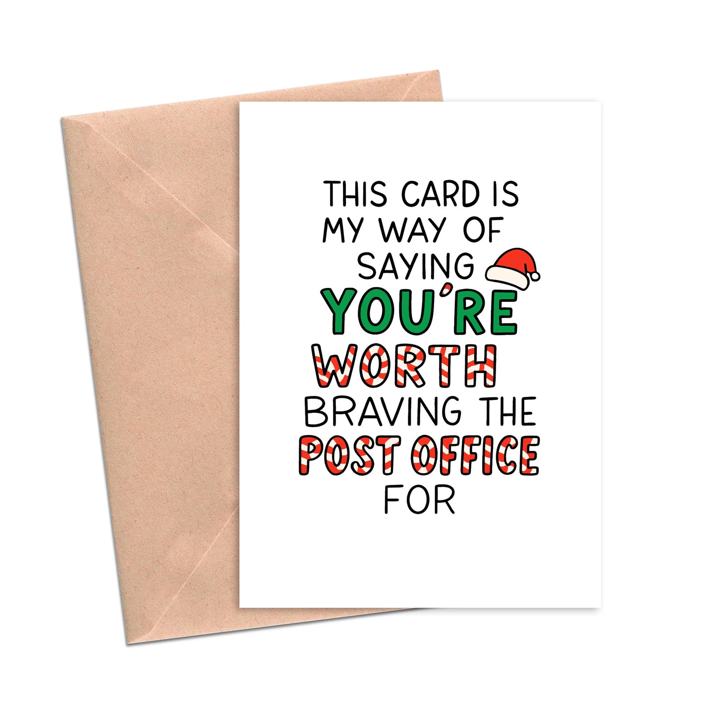 You're Worth the Post Office Funny Christmas Card-Holiday Cards-Crimson and Clover Studio