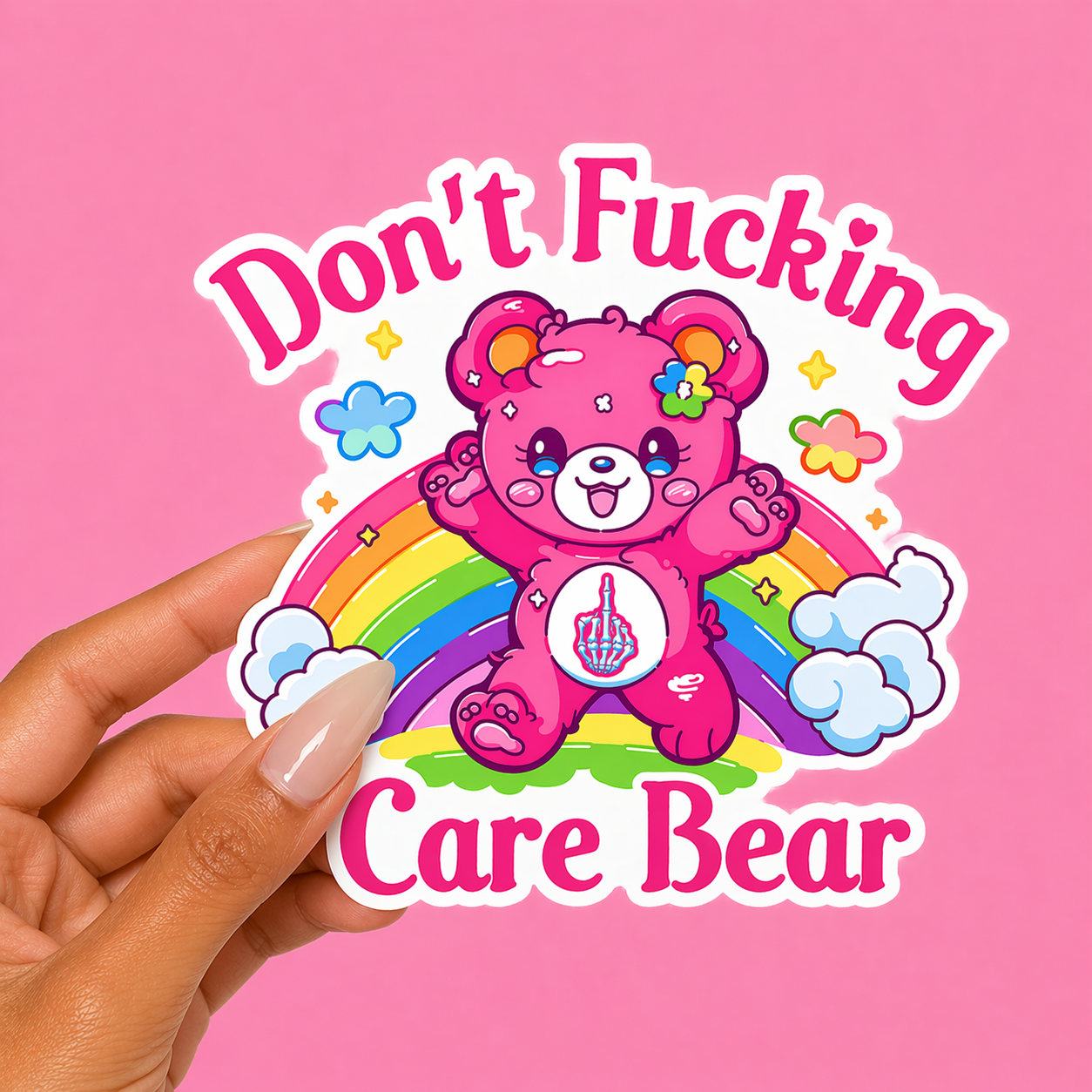 Don't Care Bear Funny Sticker