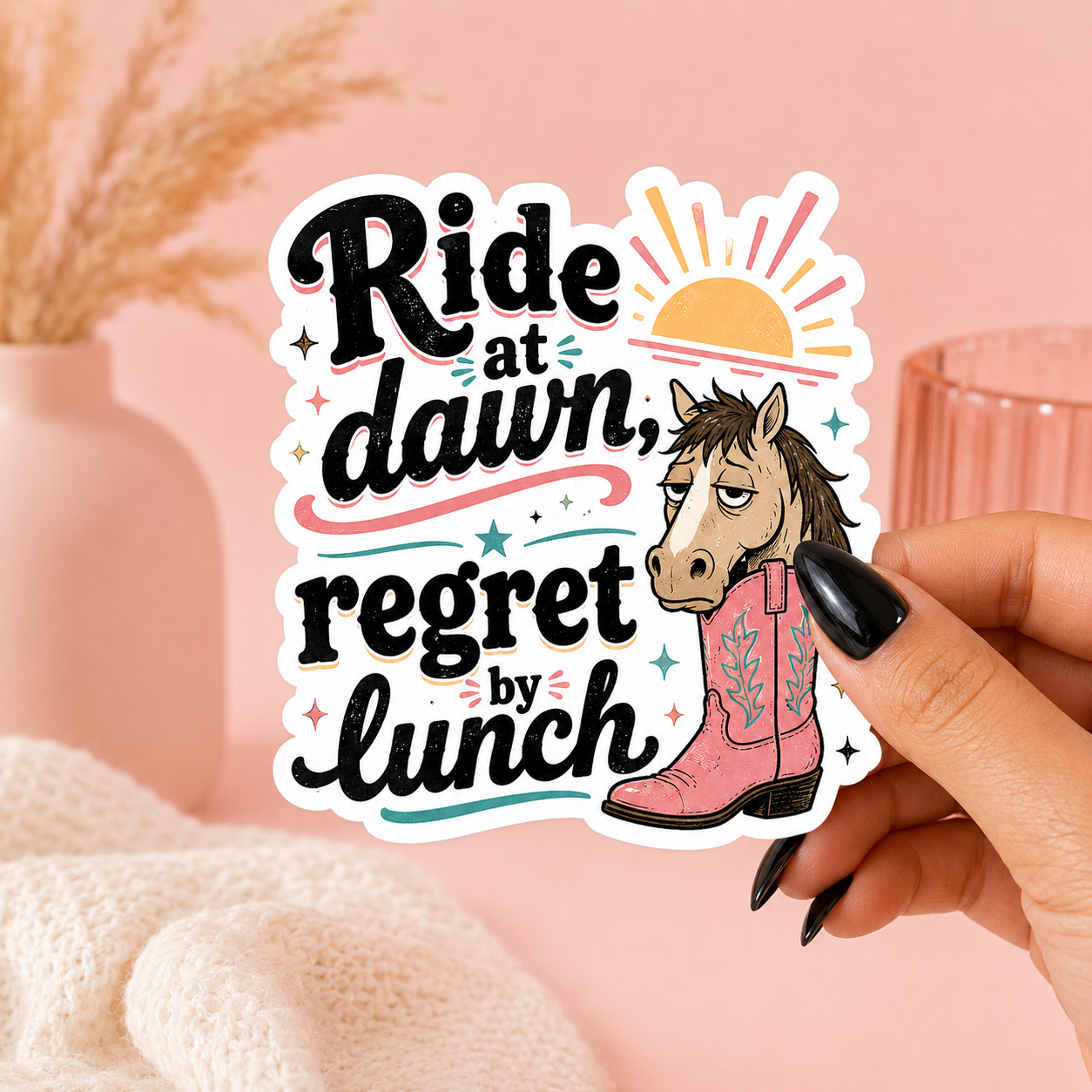 Ride at Dawn Forget by Lunch Funny Sticker