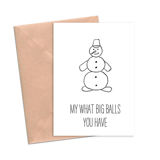 Load image into Gallery viewer, Big Balls Snowman Christmas Holiday Card-Holiday Cards-Crimson and Clover Studio

