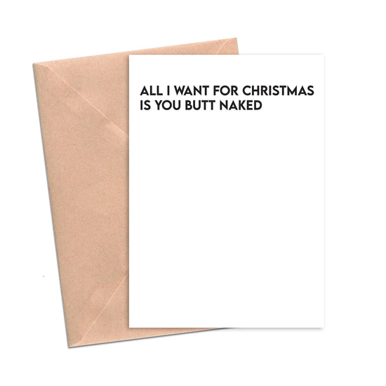 Butt Naked Christmas Funny Holiday Card-Holiday Cards-Crimson and Clover Studio