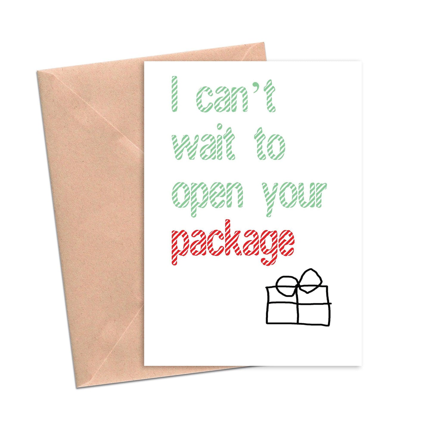 Can't Wait to Open Your Package Christmas Funny Holiday Card-Holiday Cards-Crimson and Clover Studio