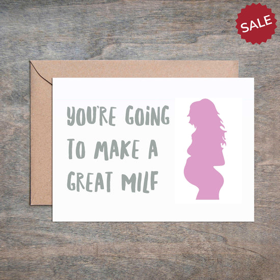 Funny Baby Shower Card Congrats on Becoming a MILF-Baby Shower Cards-Crimson and Clover Studio