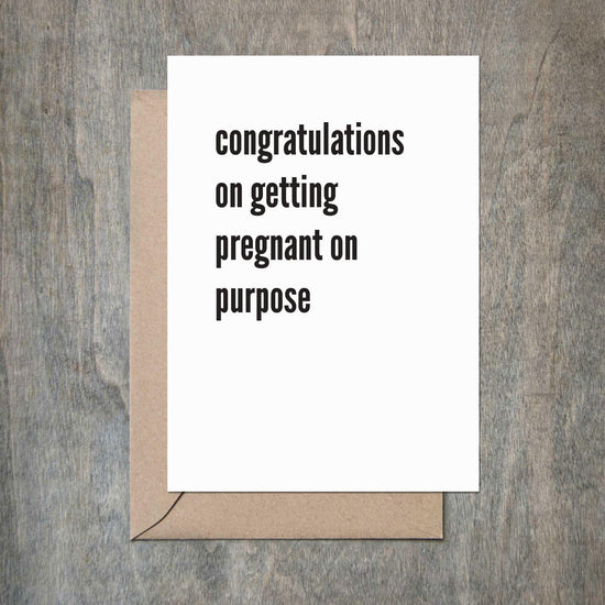 Funny Baby Shower Card Pregnant on Purpose Baby Shower Card-Baby Shower Cards-Crimson and Clover Studio