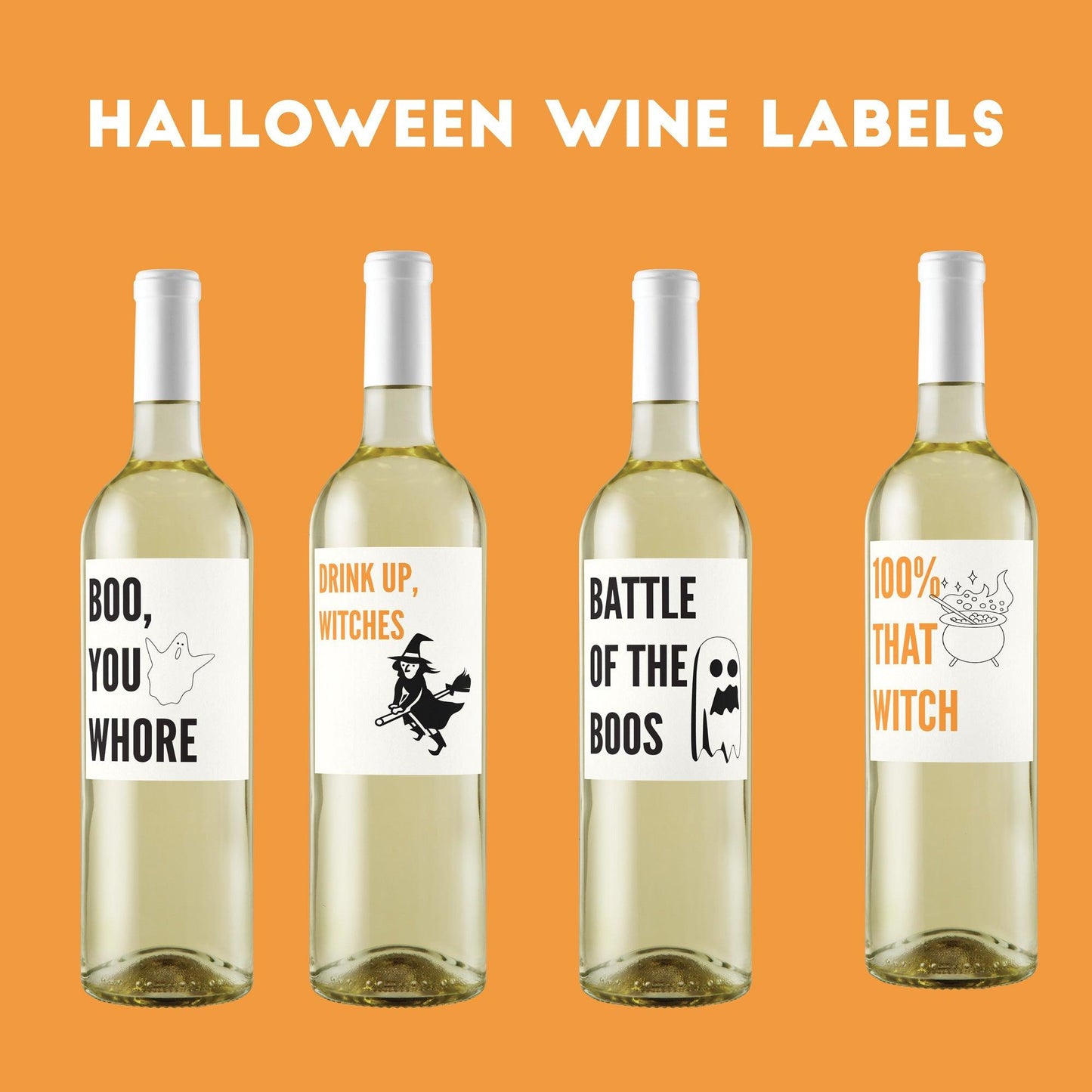 Funny Halloween Wine Labels-Wine + Beer Labels-Crimson and Clover Studio