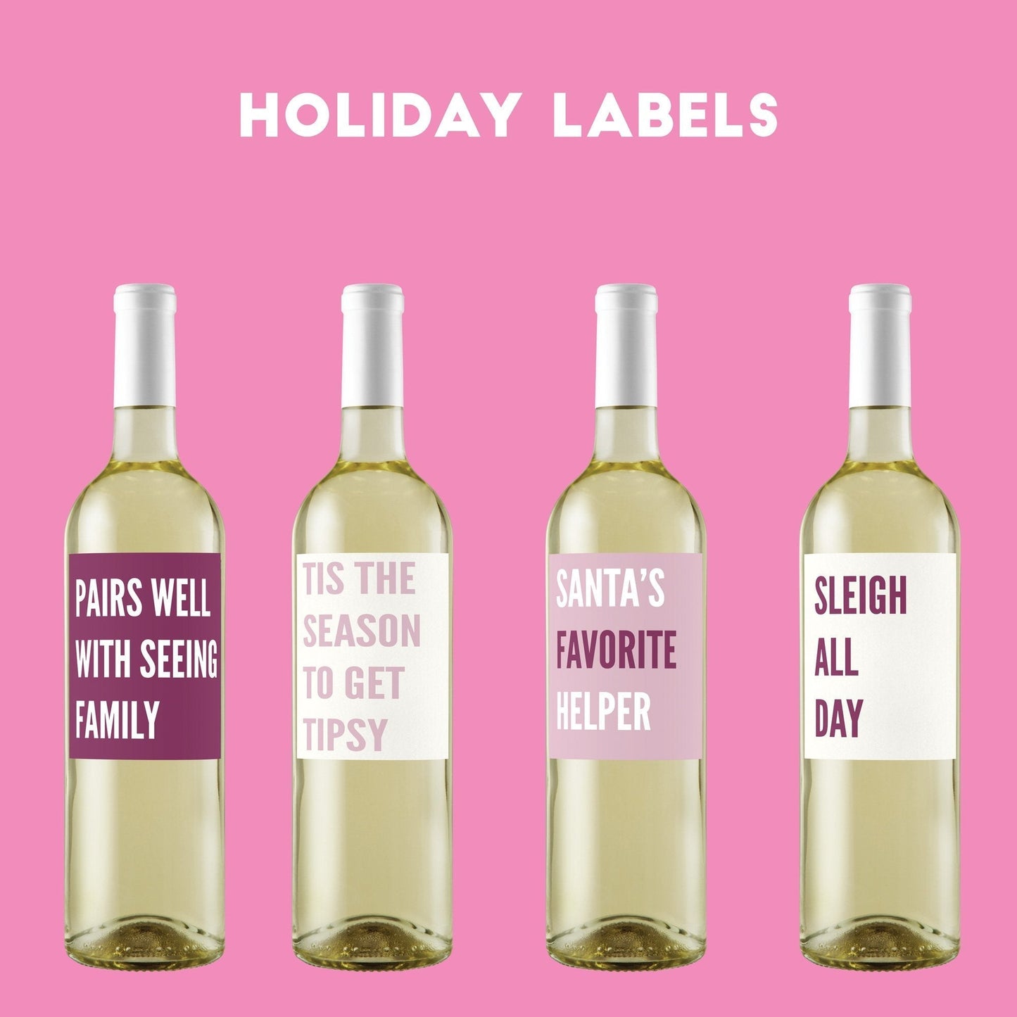 Funny Holiday Wine Labels-Wine + Beer Labels-Crimson and Clover Studio