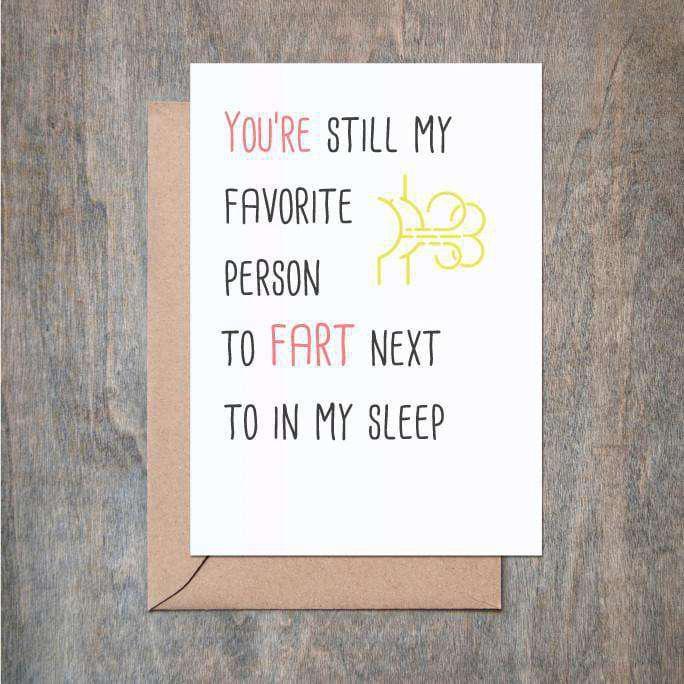 Load image into Gallery viewer, Funny Love Card You&amp;#39;re Still My Favorite Person to Fart Next into My Sleep-Love Cards-Crimson and Clover Studio
