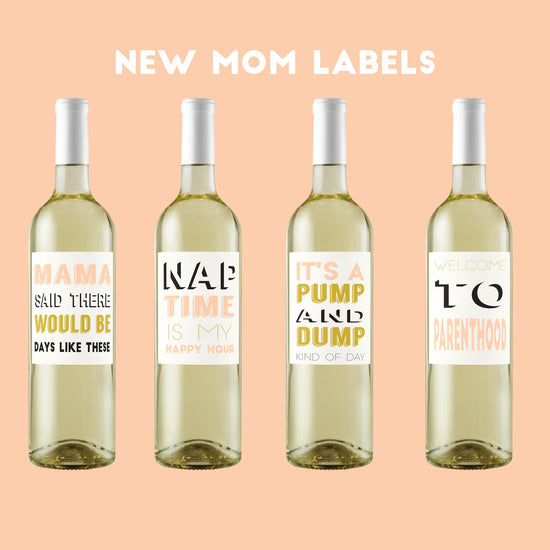 Funny New Mom PDF Downloadable Wine Labels-Wine + Beer Labels-Crimson and Clover Studio