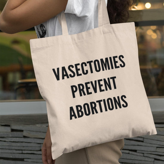 Funny Pro-Choice Tote Vasectomies Prevent Abortions Tote Bag-Totes-Crimson and Clover Studio
