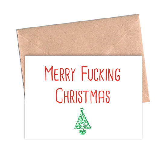 Merry Fucking Christmas Christmas Funny Holiday Card-Holiday Cards-Crimson and Clover Studio