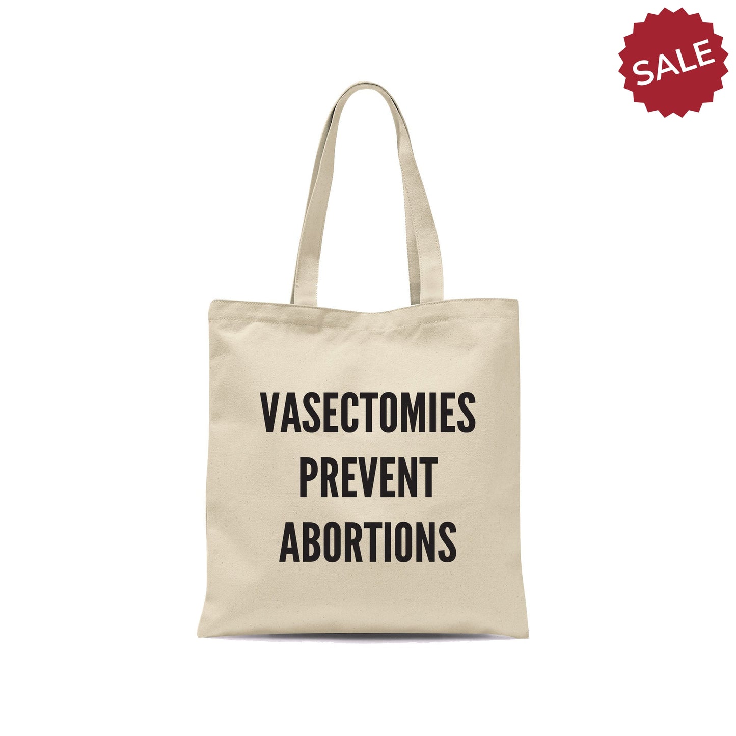 Load image into Gallery viewer, SLIGHTLY DAMAGED - Vasectomies Prevent Abortions Tote Bag-Totes-Crimson and Clover Studio

