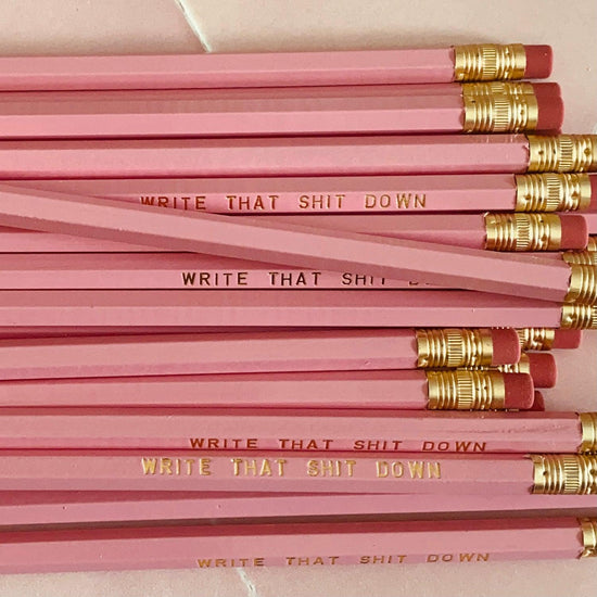 Load image into Gallery viewer, Single Write That Shit Down Pink Swear Pencil-Pencils-Crimson and Clover Studio
